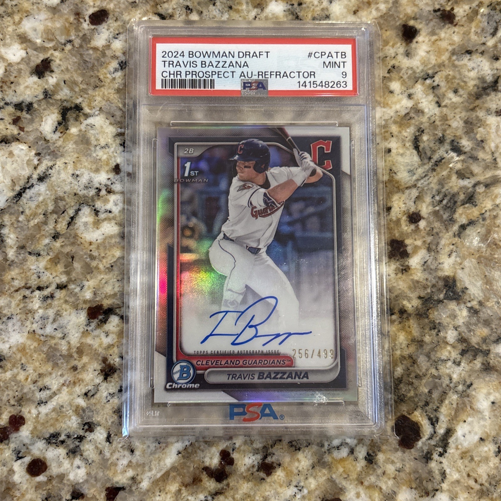 2024 Bowman Draft Travis Bazzana Chrome Auto Refractor 1st #/499 Guardians PSA 9