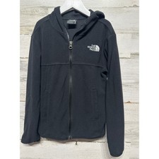 The North Face Fleece Hoodie Boys Small 7/8 Black Full Zip EUC