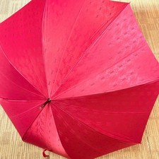 Yves Saint Laurent Ysl Woman Logo All Over Pattern Metallic Red Long Umbrella Fo