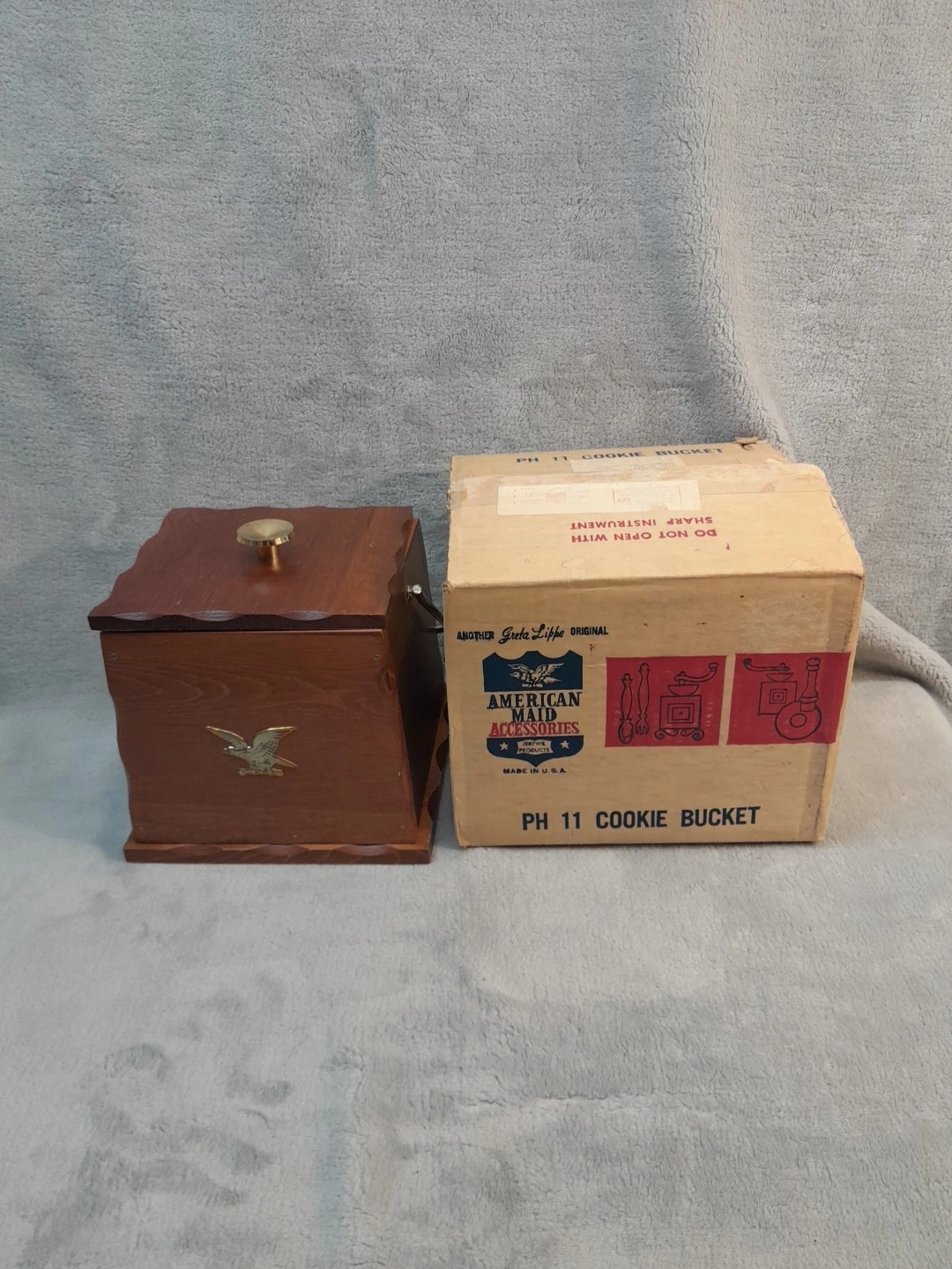 American Maid Cookie Bucket Snack Box Vintage Made In USA 1960s Americana