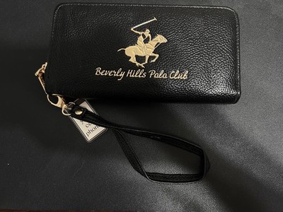 Beverly Hills Polo Club Wallet Womens One Size Black Zip Wristlet Logo Clutch
