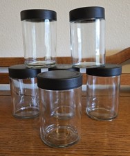4.5 x 2 3/4 " clear thick glass jars with lids 14 oz set of 6