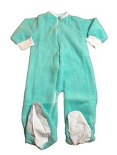 Vintage Carters One Piece Footed Pajamas Non Slip Turquoise Fleece 18-24 Months