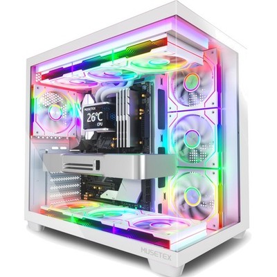 PC Gehäuse Vorinstallation 7 Infinity Mirror PWM ARGB-Lüfter, ATX Mid Tower C...