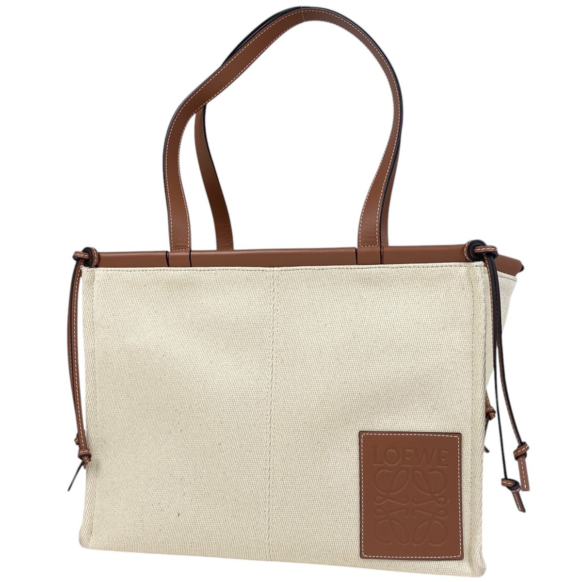 LOEWE Cushion tote large Shoulder Bag Anagram Tote Bag canvas White Women