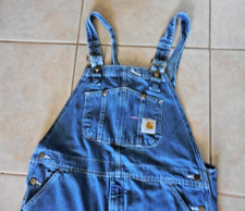 Carhartt Blue Denim 100 Cotton Jeans Bib Overalls Sz 38 x 30 CLEAN A
