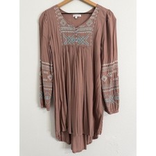 Patrons of Peace - Boho Embroidered High Low Dress Women's Size Small Boho Style