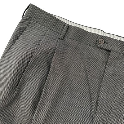 Zanella Bennett Pleated Wool Trousers Mens 44x31.5 Dark Gray Made in Italy