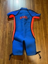 Vintage BARE Shorty Wetsuit Bright blue Orange Neoprene Surf Swim Snorkel