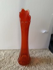 Vintage Le Smith Amberina Flame Panel Swung Vase