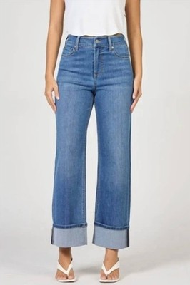Dear John Denim Holly High Rise Cuffed Hem Straight Leg Jeans Abbey Road