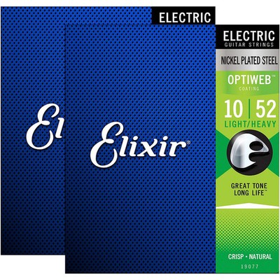 Elixir Electric Guitar Strings with OPTIWEB Coating LightHeavy .010.052 2 Pack