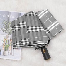 Pure Color Folding Compact Tri-fold Umbrella Impact Cloth 8-Rib Manual Open 10 C