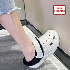 NEW Warm Plush Clogs for Men Women Fuzzy Thick Sole Indoor Outdoor Garden Shoes