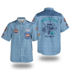 Vintage Garage Old Style Button Shirt. Mechanic Work Style Lightweight Fabric