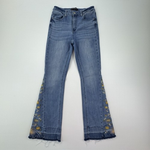 Ashley Mason Chloe bestickte Bootcut ausgestellt High Rise Jeans Boho Gr. 5/27 - Bild 2 von 13