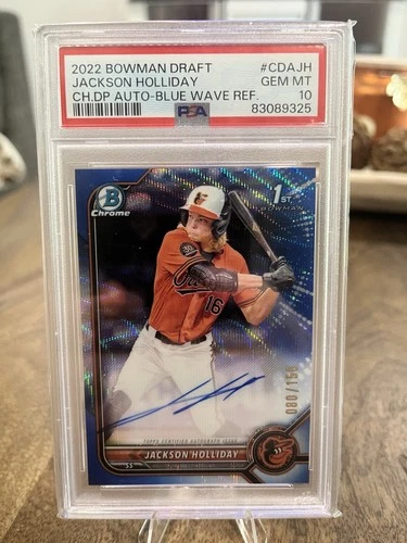 2022 Bowman Draft Chrome Jackson Holliday Auto 1st Blue Wave Refractor RC PSA 10