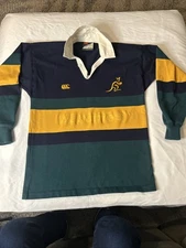 Vintage Australian Rugby Canterbury Wallabies Stripe Polo Shirt Size S EUC!