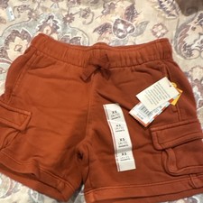 Cat  Jack Boys Rust Cargo Shorts XS 4/5 Cotton Elastic Waist Drawstring