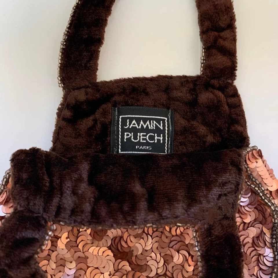 JAMIN PUECH Lentejuelas Mini Bolso de Mano Cartera Bolsa Rosa Polvoriento ¡NUEVO SIN ETIQUETAS Envío desde Japón! Foto 2 de 4