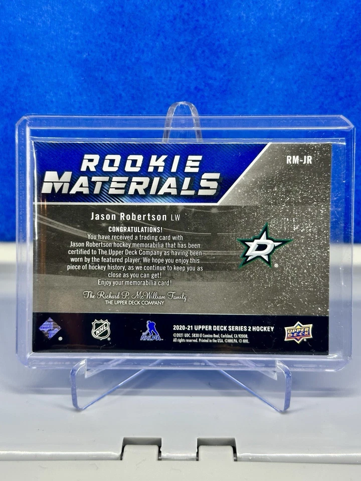 2020-21 Upper Deck - Rookie Materials Jason Robertson #RM-JR (MEM, RC) - Image 2 of 2