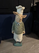 Vintage Pig Chef Statue Figure French Pastry Butcher Shop Restaurant Bakery 22”