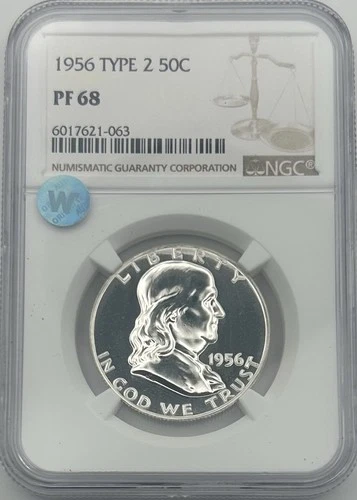 1956 Proof Silver Franklin Half Dollar Type 2 PF 68 NGC Certified