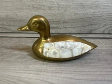 VTG Heavy Brass Duck w/ Inlay Mother of Pearl Wings