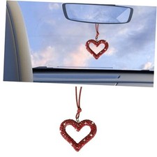 Bling Heart Car Hanging Accessories, Crystal Rhinestone Vehicle Rear View Red