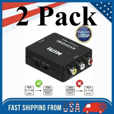 2 Pack RCA AV to HDMI HD Converter Composite CVBS Video Adapter Wii NES SNES
