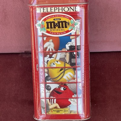 M&M Holiday Christmas Tin 2002 Telephone Booth Never opened Factory Sealed VTG