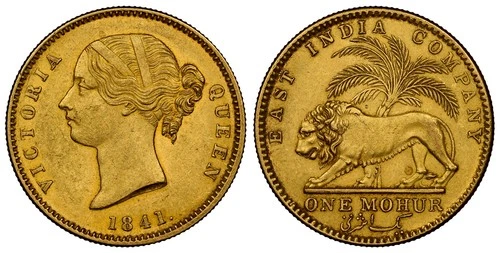 INDIA-BRITISH. Victoria 1841-(c) AV Mohur. NGC AU58 Calcutta S&W 3.7; Fr.-1595a