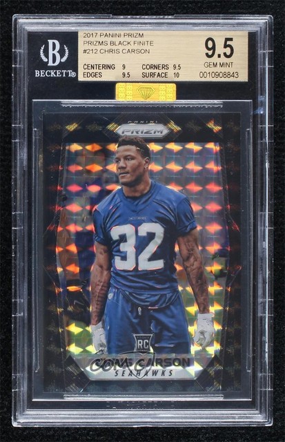 2017 Panini Prizm Rookies Black Finite 1/1 Chris Carson #212 Rookie RC 6m7