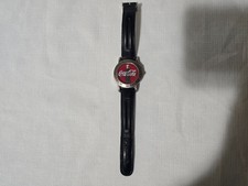 Vintage Coca Cola Light Up Dial Works Quartz Watch Black Leather Band Coke Bottl