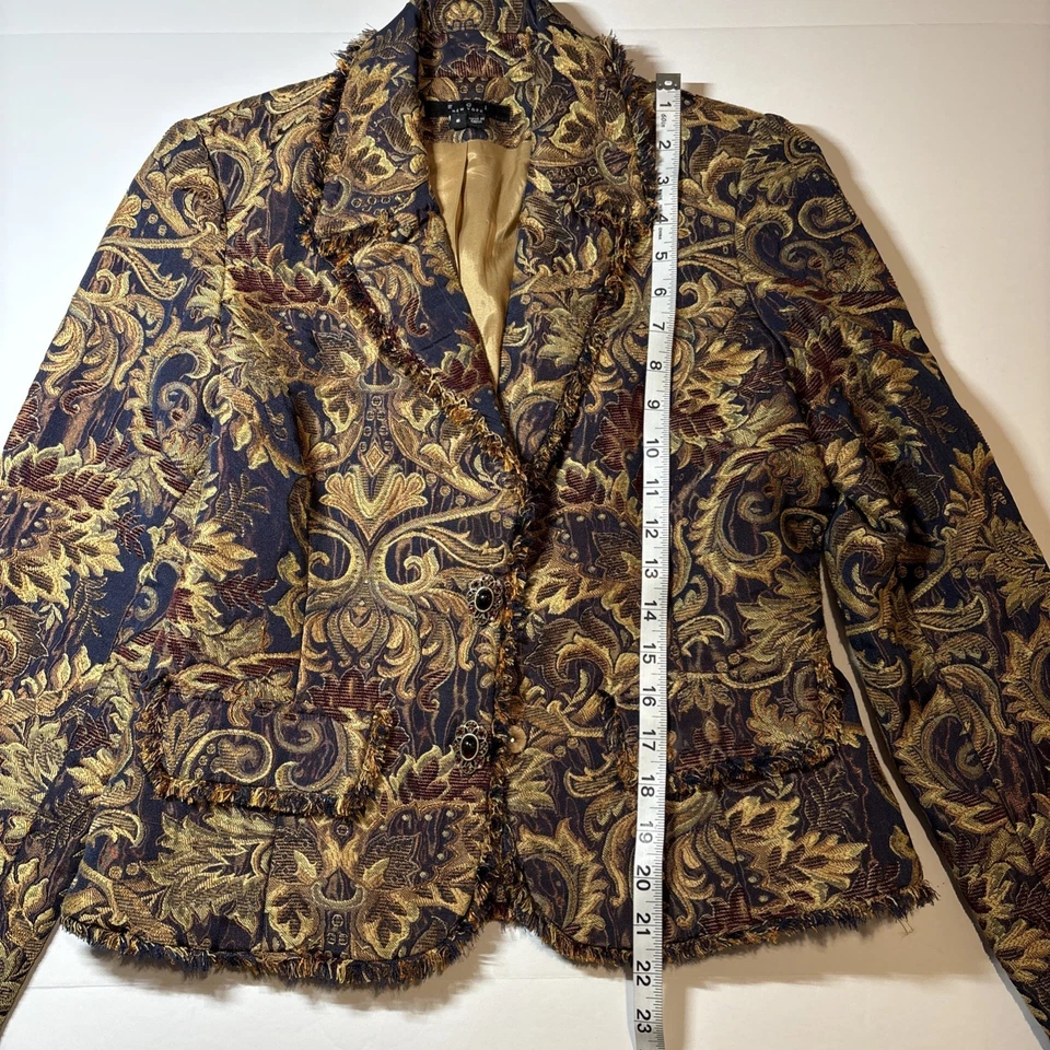 Ladies ECI New York Brocade Jacket with Fringe Trim Size 6 MultiColor Fall - Изображение 3 из 4
