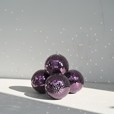 Yescom 4PCS 7" Small Disco Ball Mirror Mini Hanging Party Events Wedding Purple