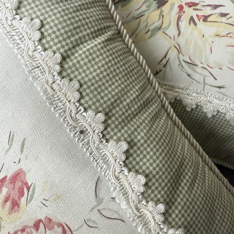 Комплект из 2 винтажных декоративных подушек Waverly с цветочным рисунком 15 дюймов квадратный пион кружево для коттеджа - Изображение 2 из 4