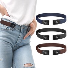 3Pcs No Buckle Elastic Belt, Stretch Invisible Belt Comfortable Buckle-Free