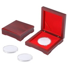 2pcs Wood Coin Display Case 50mm Challenge Coin Storage Box with Velvet Linin...