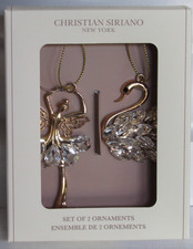 Christian Siriano SWAN LAKE Fairy & Swan Christmas Holiday Ornaments 2 Piece NEW
