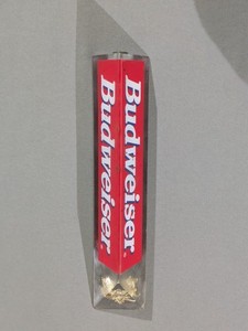 Vintage Budweiser Acrylic Beer Tap Handle Clear Red Gold Eagle Bar Man Cave