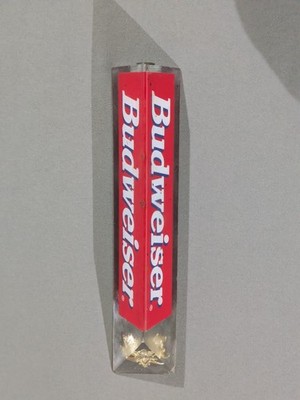 Vintage Budweiser Acrylic Beer Tap Handle Clear Red Gold Eagle Bar Man Cave