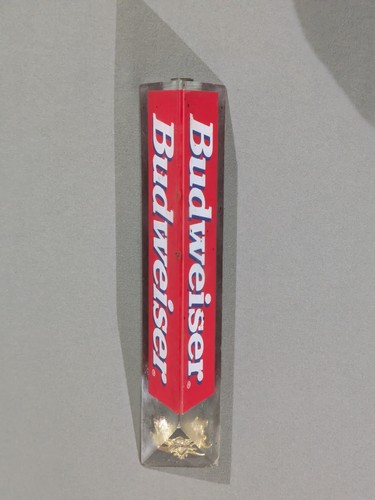 Vintage Budweiser Acrylic Beer Tap Handle Clear Red Gold Eagle Bar Man Cave
