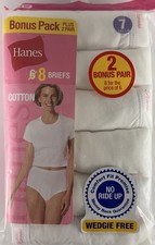 Deadstock Vintage NOS Hanes 8 Pack Cotton Briefs Women Size 7 White No Ride Up