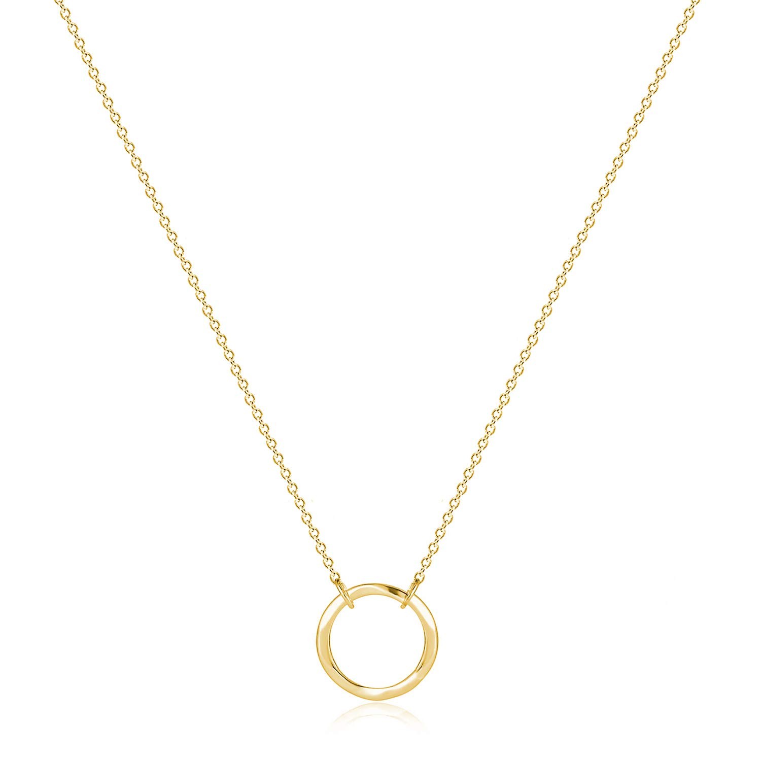 Pendant Necklace Gold Hammered Open Karma Circle Pendant 14K Gold Plated Dainty