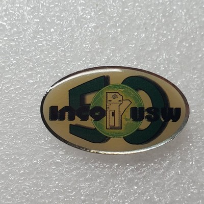 Inco USW 50th Anniversary Lapel Pin Pinback Button Oval Nickel Mining Metals