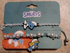 The smurfs childrens stretch / String bracelet set of 2 New