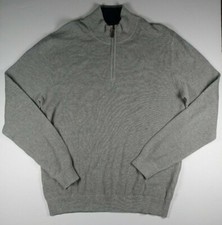 CLUB ROOM Soft Grey Heather Textured Quarter Zip Pullover Sweater NEW Medium M
