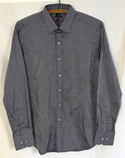 Robert Graham Men's Medium Blue White Stripe w/ Flip Cuff L/S Button Up Shirt