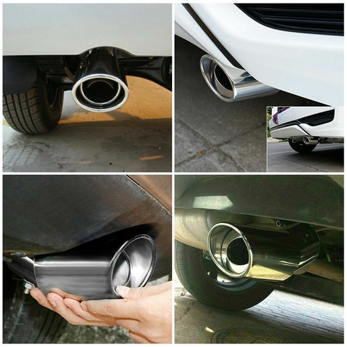 Stainless Steel Round Exhaust Pipe Tail Muffler Car Chrome Tip Accessories Auto - Picture 2 of 11